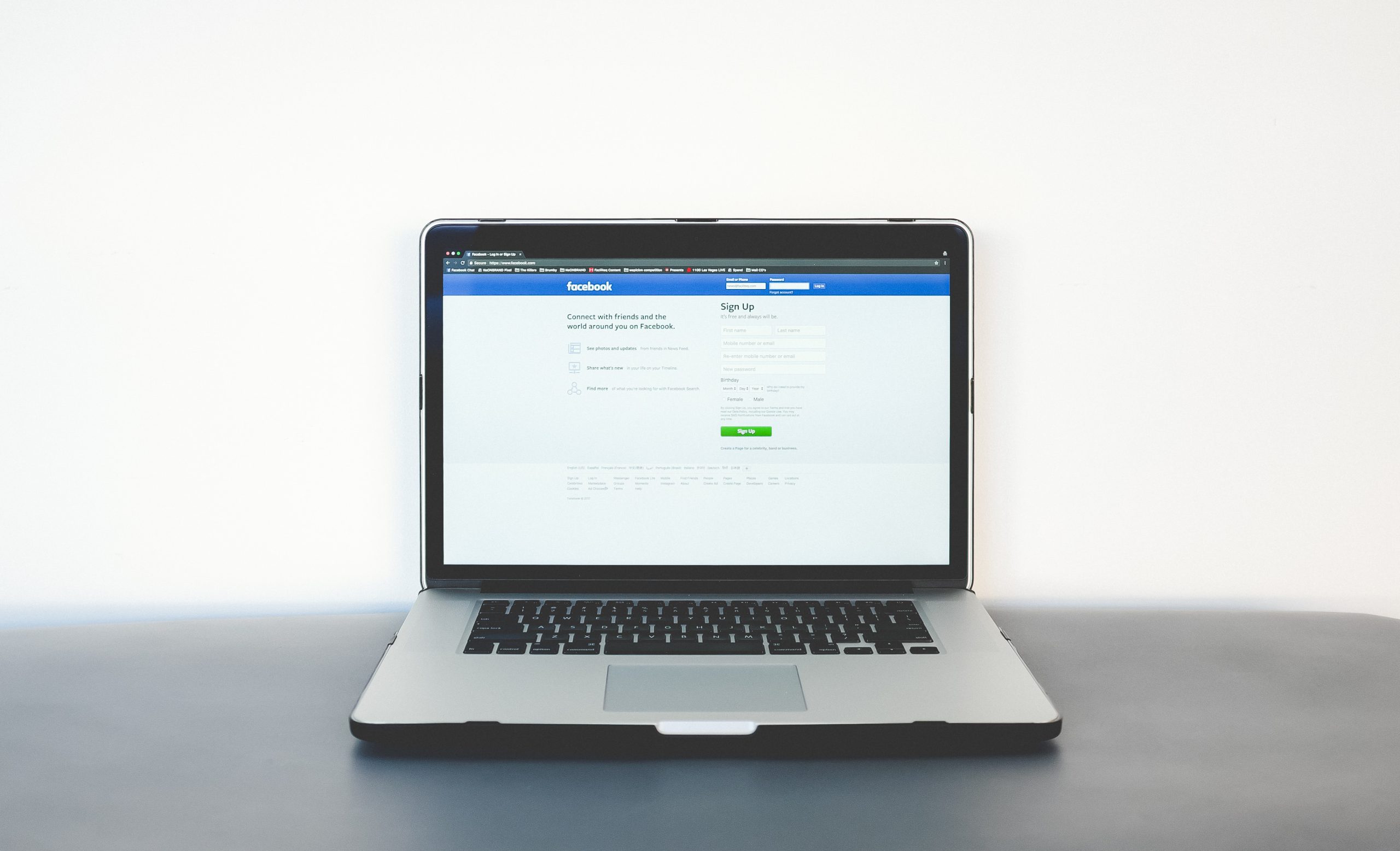 FB opened on a laptop