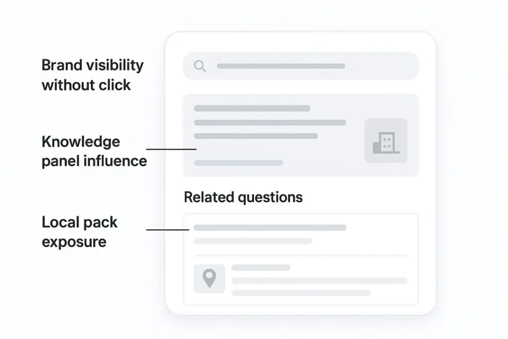 Illustration of a sample zero-click result with featured snippet and related questions