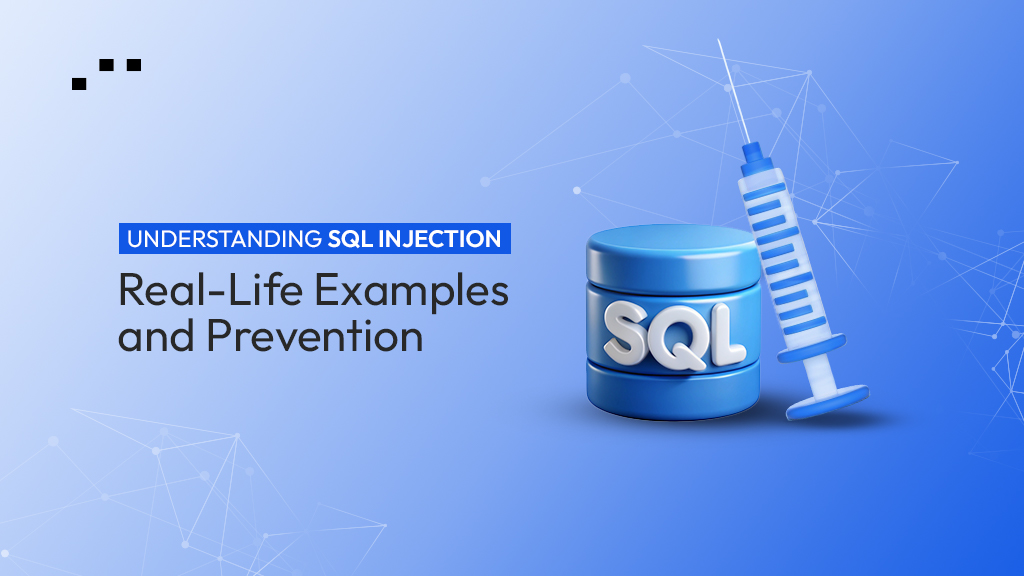 Illustration showing a database labeled SQL and a syringe symbolizing SQL injection attacks and prevention techniques