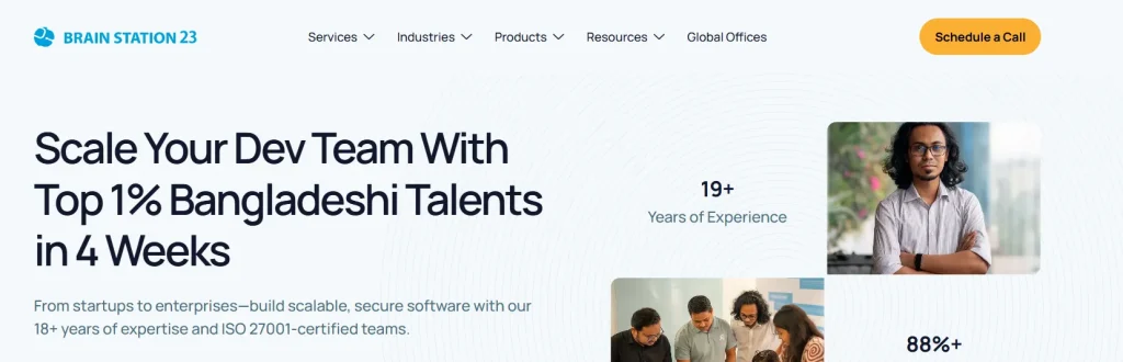Brainstation 23 software company in Bangladesh website screenshot
