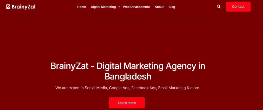 BrainyZat digital marketing agency in Bangladesh website screenshot