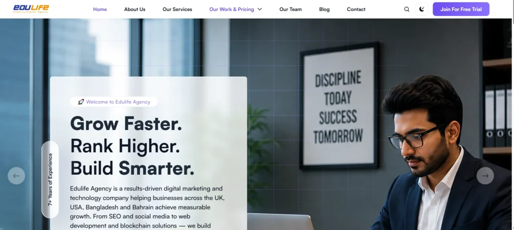 Edulife digital marketing agency in Bangladesh website screenshot