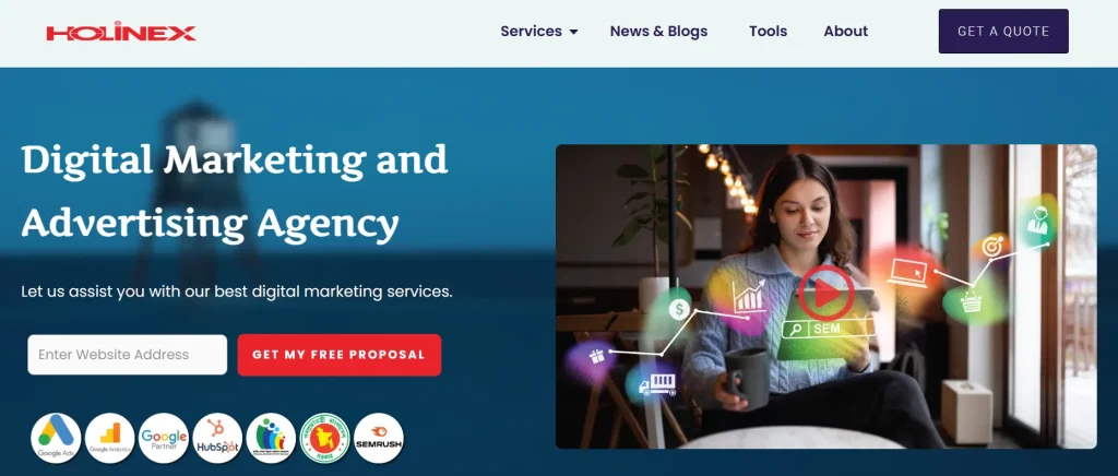 Holinex digital marketing agency in Bangladesh website screenshot