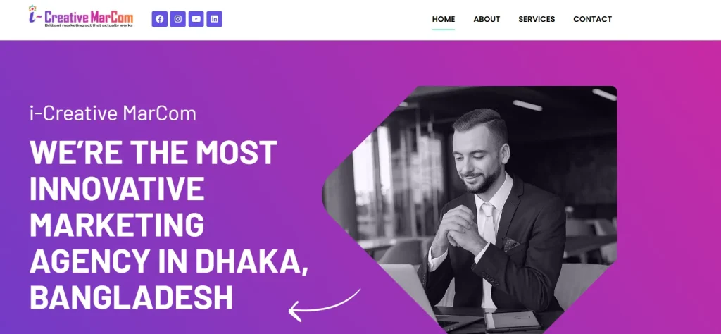i-Creative MarCom digital marketing agency in Bangladesh website screenshot