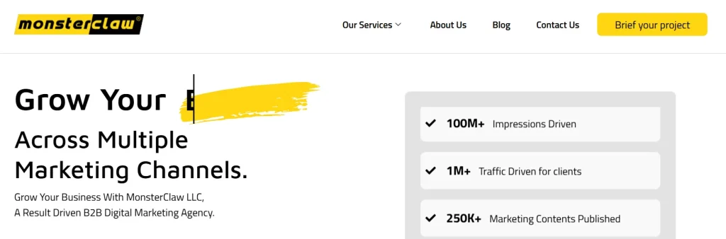 MonsterClaw digital marketing agency in Bangladesh website screenshot