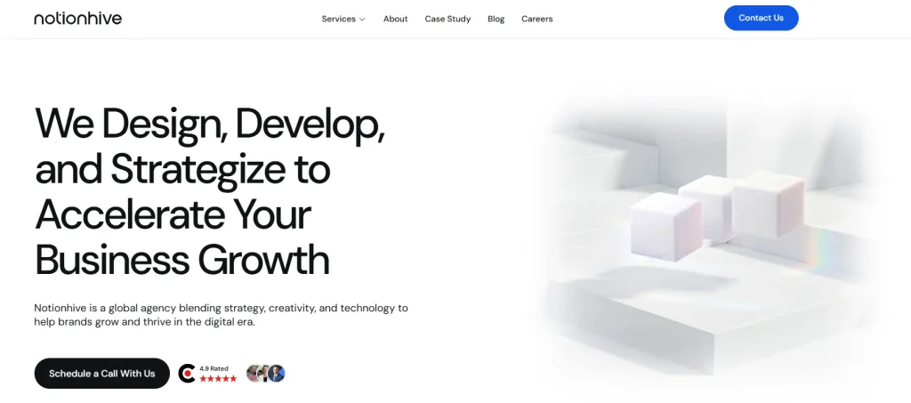 Notionhive software company website screenshot

