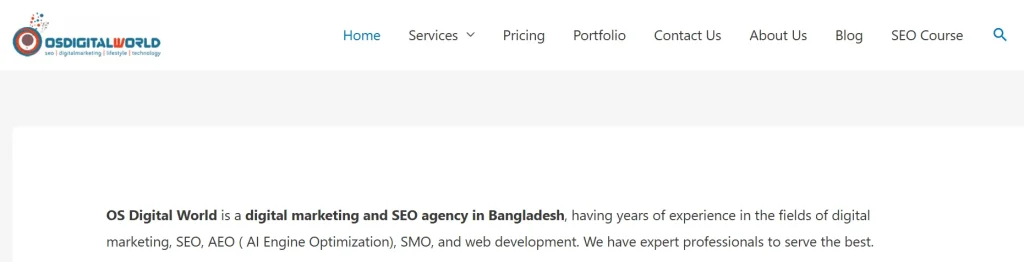 OS Digital World SEO company in Bangladesh website screenshot
