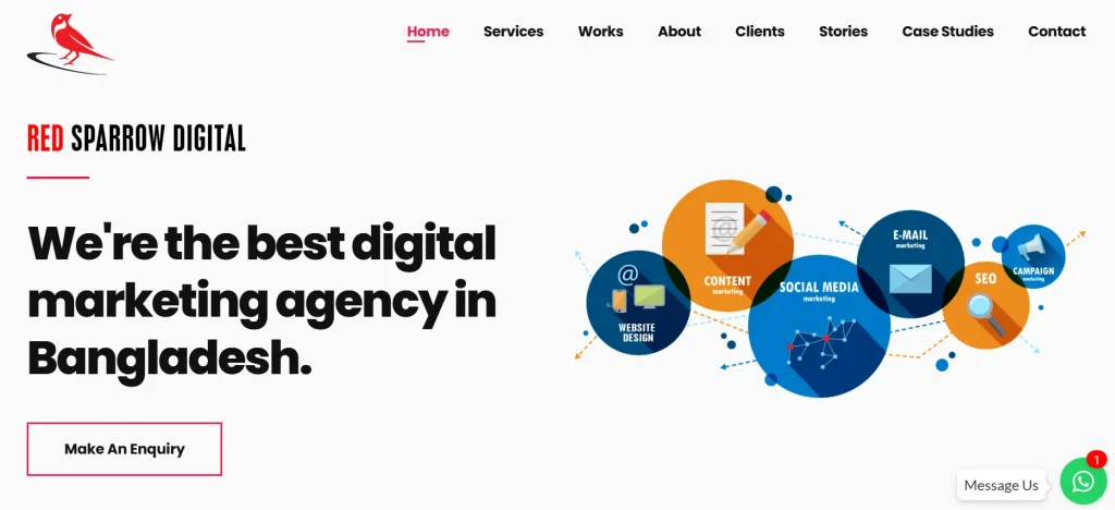 Red Sparrow Digital marketing agency in Bangladesh website screenshot