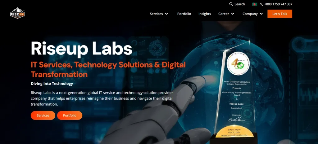 Riseup Labs UI UX design agency website screenshot