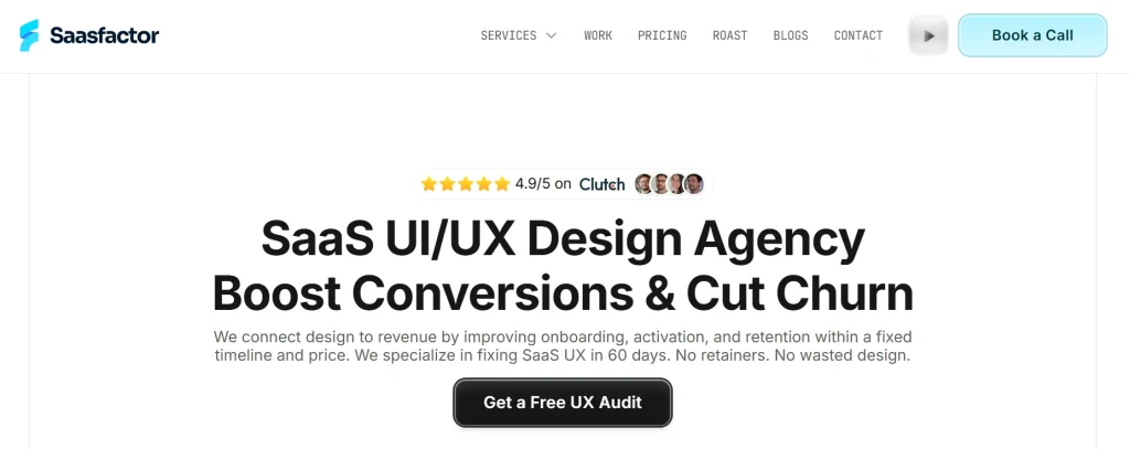 SaasFactor UI UX design agency website screenshot