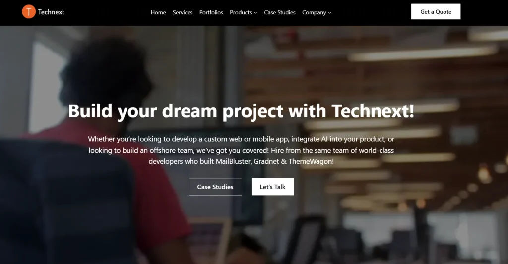 Technext Limited UI UX design agency website screenshot