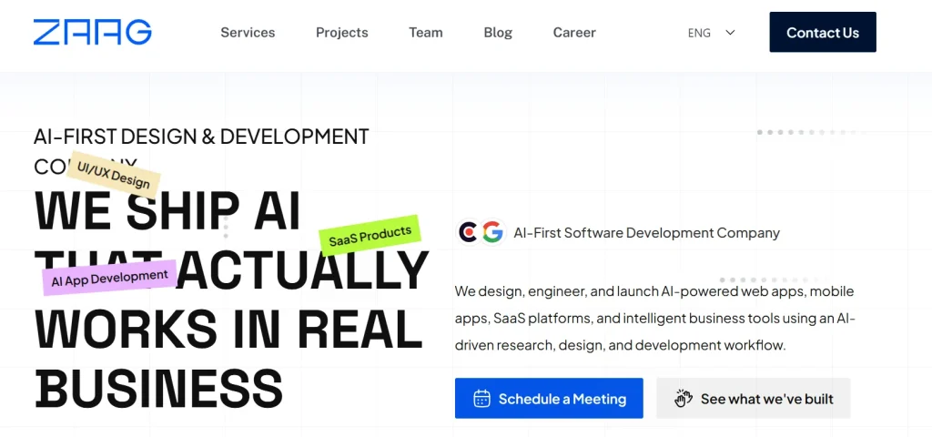 ZAAG Systems web design and development company website screenshot